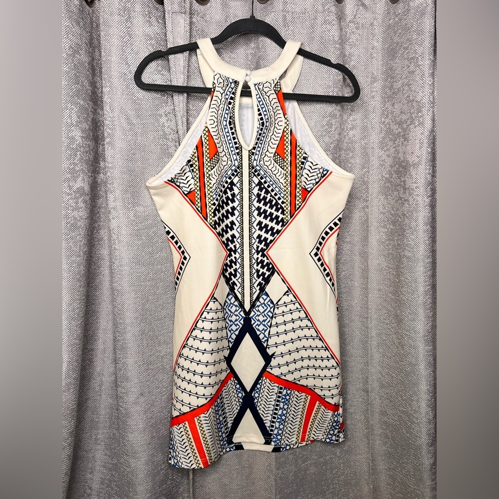 Geometric Print Halter Dress‎